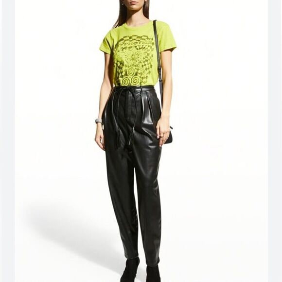 New Mother Denim Jeans Twistie Tie Bounce Hover Faux Leather Pants Size 33 - Picture 13 of 16